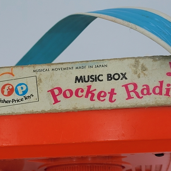 Vintage Orange Fisher Price Pocket Radio Jack and Jill Working 1973 - Picture 5 of 6